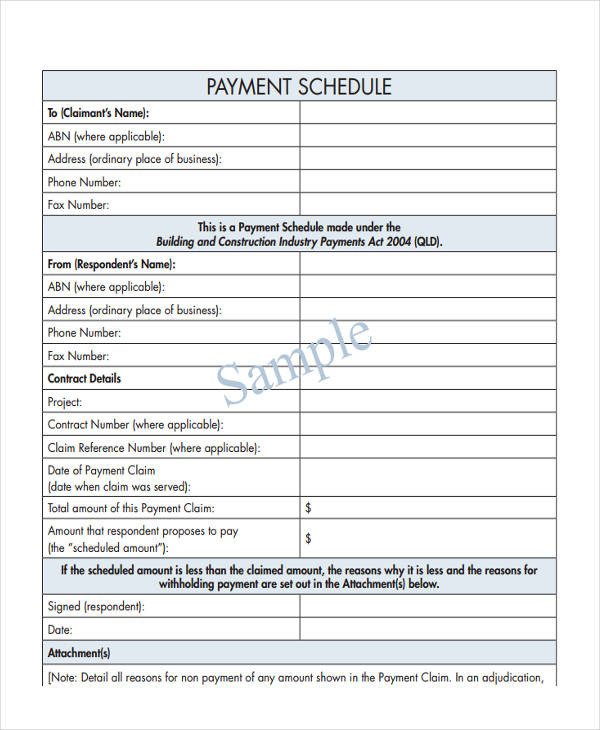 8 Project Payment Schedule Templates Free Word PDF