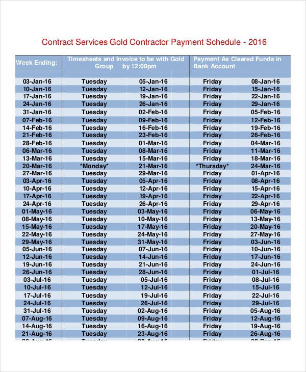 Contract Payment Schedule Template 11 Free Word PDF
