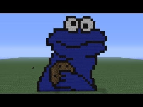 Minecraft Pixel Art Cookie Monster Tutorial