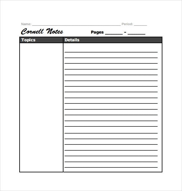 Cornell Note template 15 Download Free Documents in PDF