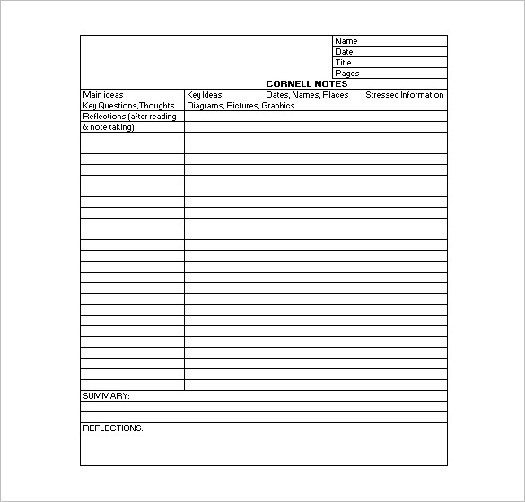 Cornell Notes Template 51 Free Word PDF Format