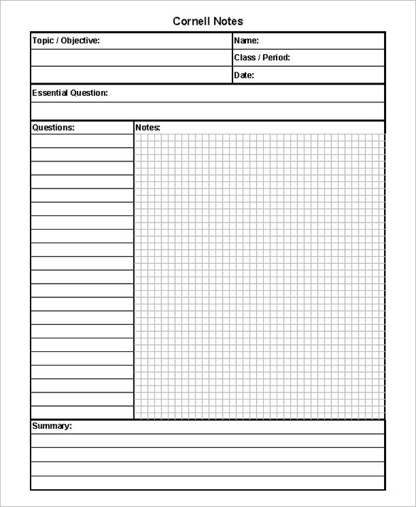 Cornell Notes Template 51 Free Word PDF Format