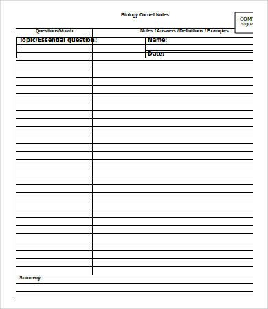 Cornell Notes Template Word 5 Free Word Documents
