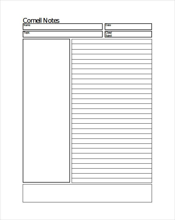Sample Cornell Notes Paper Template 7 Free Documents In