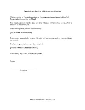 Corporate Minutes Template