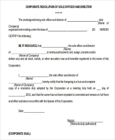 Sample Corporate Resolution Form 9 Examples in Word PDF