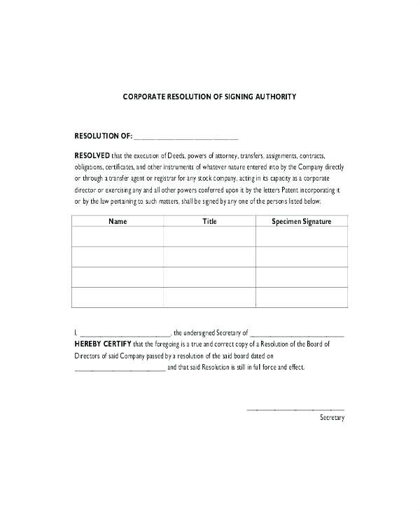 signing authority template