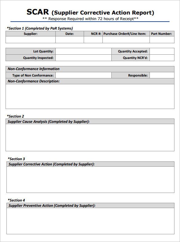 Corrective Action Form Template Word Templates Resume
