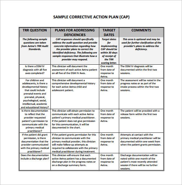 Corrective Action Plan Template 15 Free Sample Example
