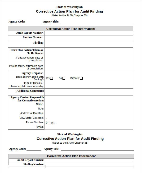 Corrective Action Plan Template 16 Free Sample Example