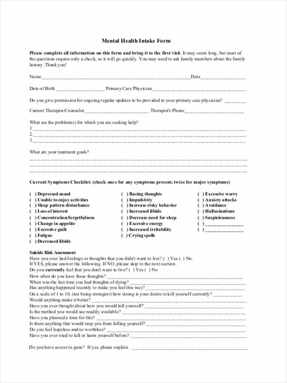 011 Template Ideas Counseling Intake Form Elegant Body