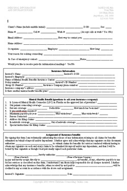 Image result for sample counseling intake forms