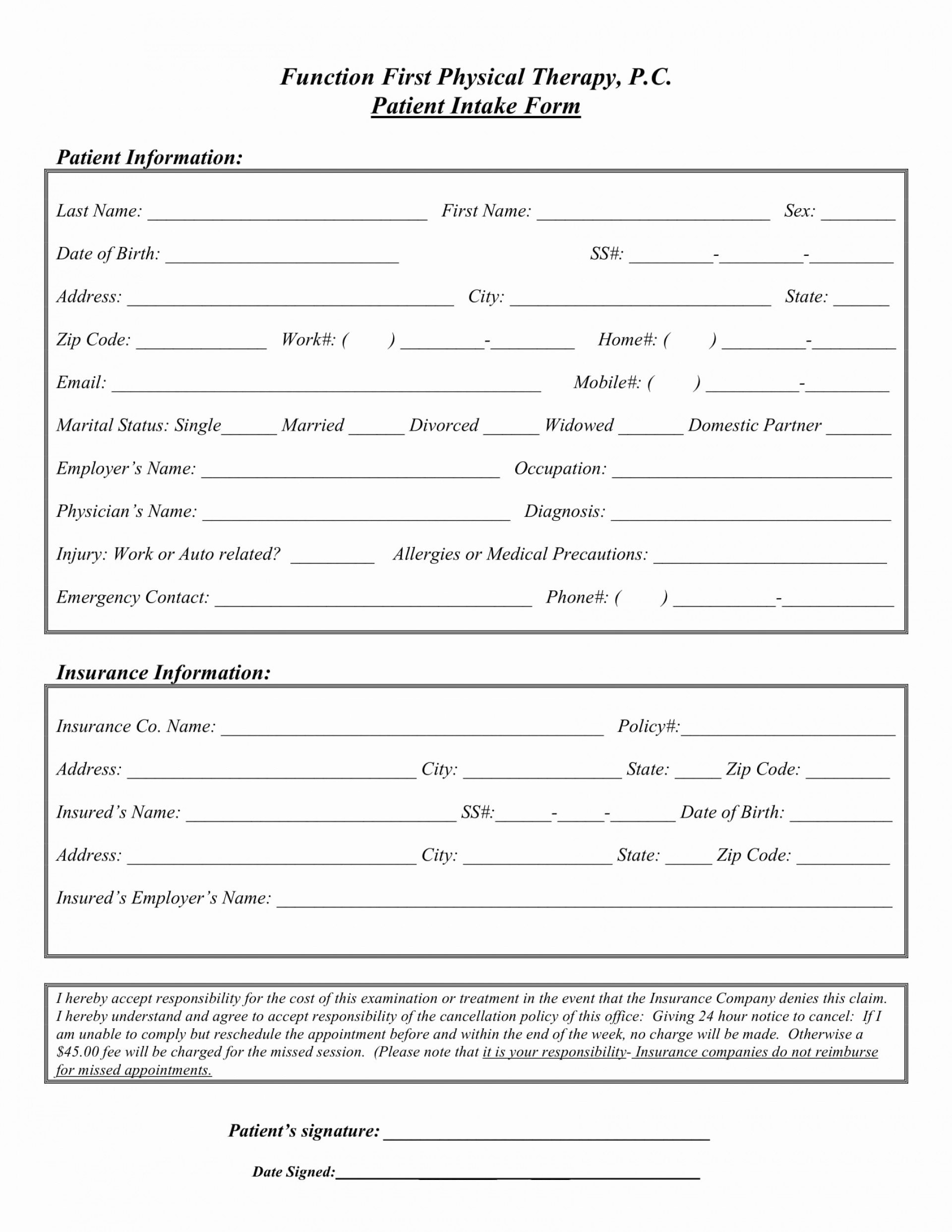 Phenomenal Counseling Intake Forms Templates Template