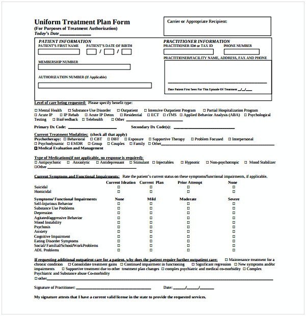 counseling treatment plan template pdf