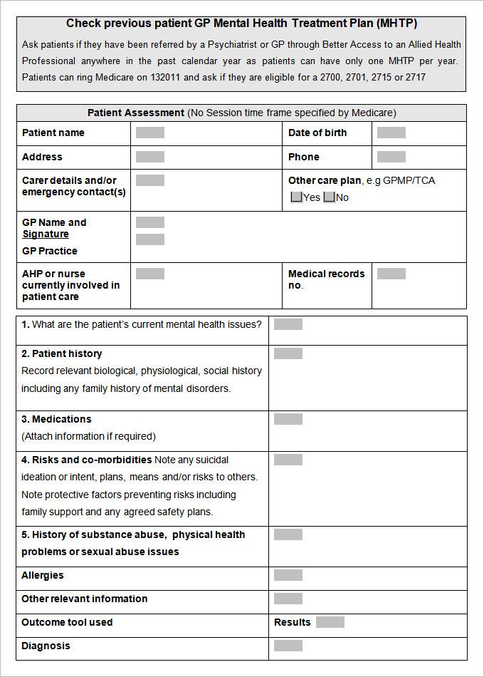 Mental Health Care Plan Templates 17 Free Word PDF