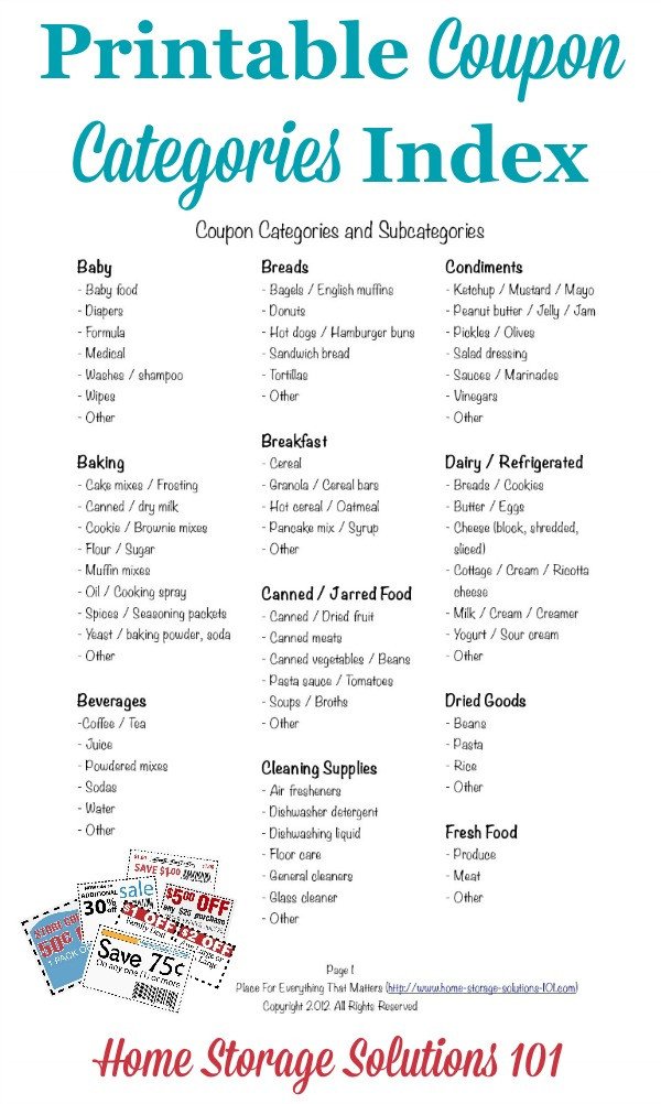 Coupon Categories And Subcategories For Organizing Coupons