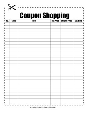 Printable Coupon Shopping List