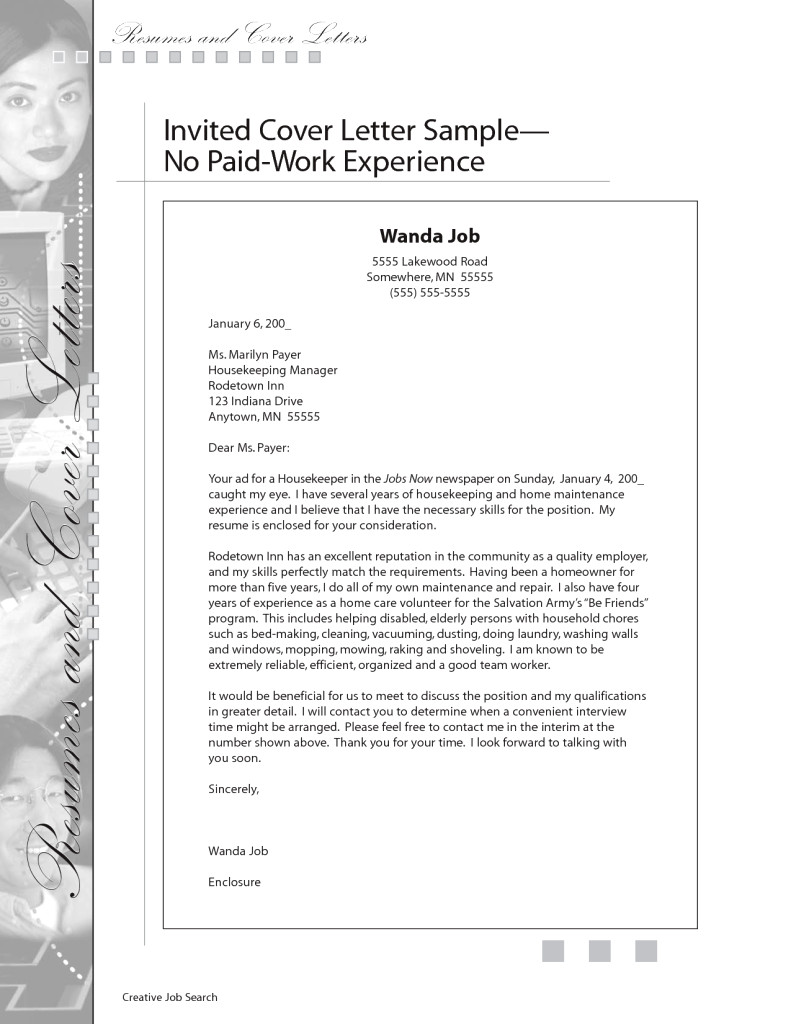 Sample Cover Letter For High School Student With No Work