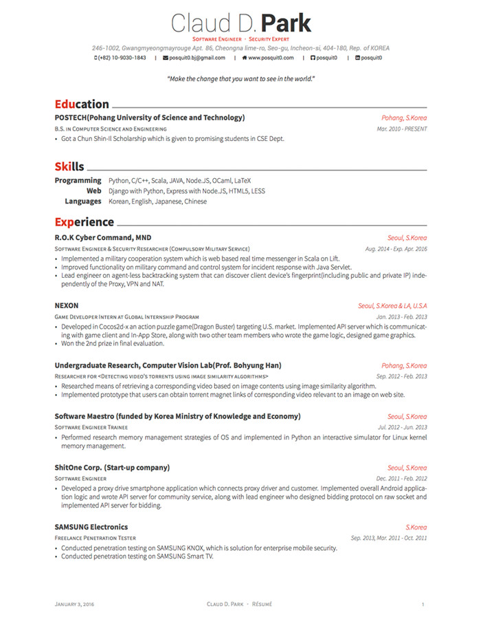LaTeX Templates Awesome Resume CV and Cover Letter