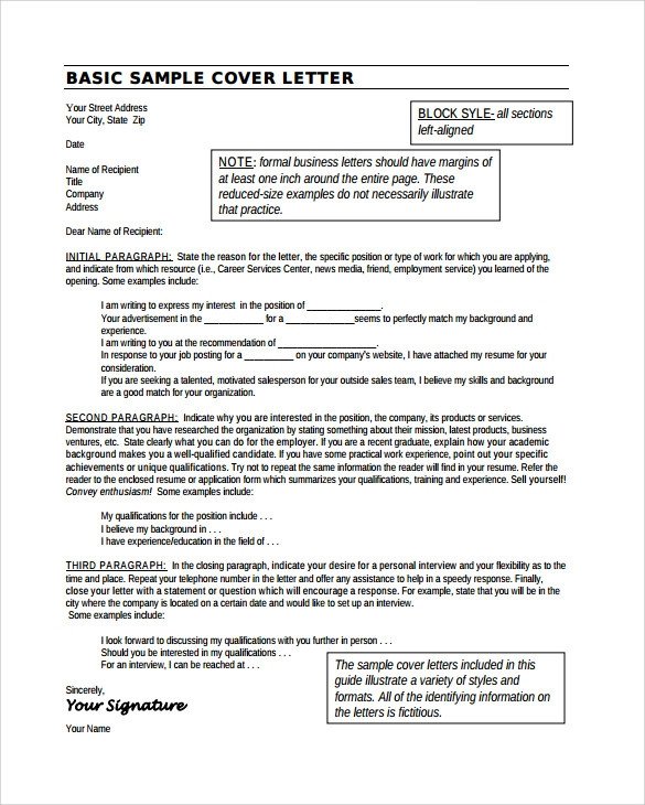 Sample Cover Letter Example 24 Download Free Documents