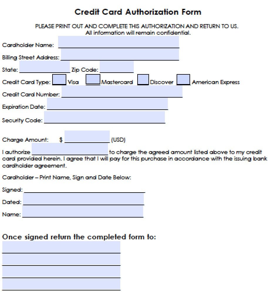Download Generic Credit Card Authorization Forms wikiDownload