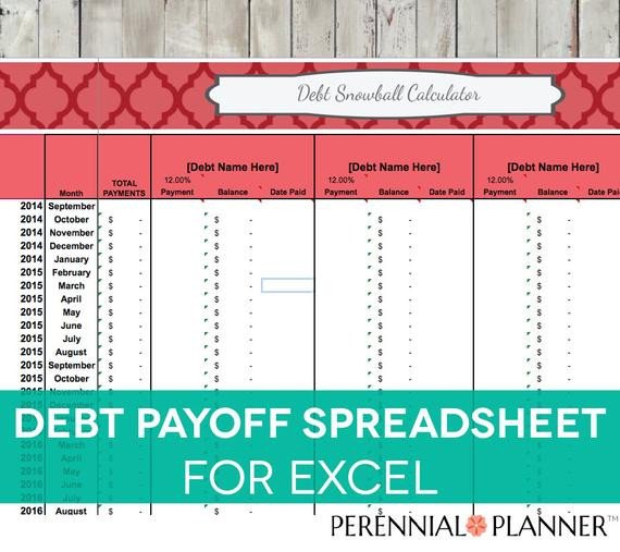Debt Payoff Spreadsheet Debt Snowball Excel by