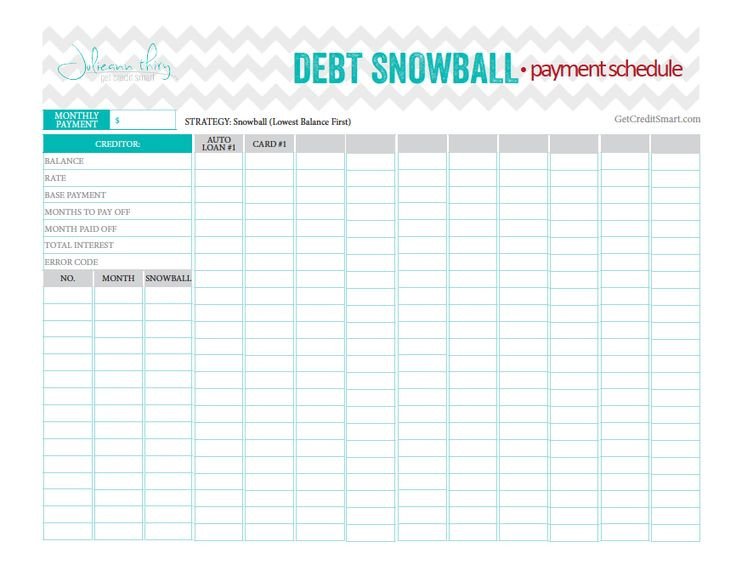 Debt Snowball payment schedule beautiful and perfect