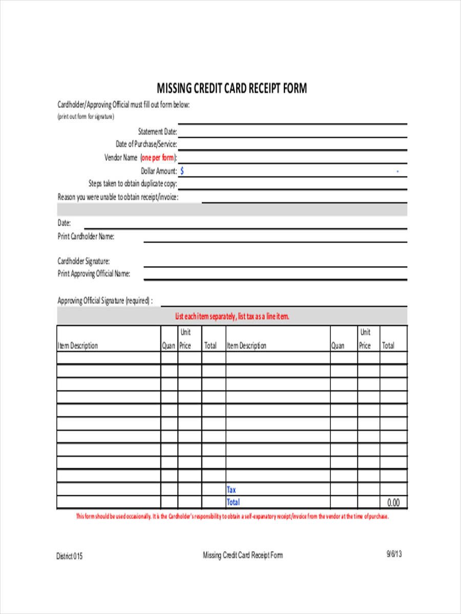 7 Generic Receipt Forms Free Sample Example Format