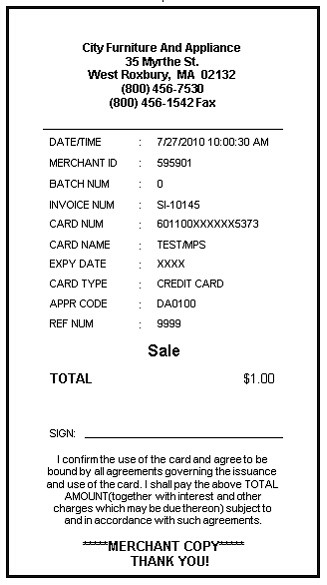 Sales Printing Credit Card Receipt