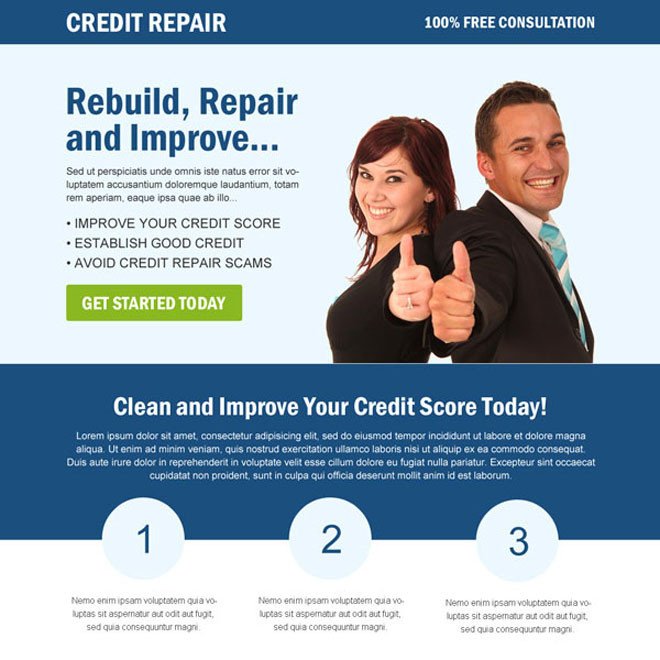 best credit repair service landing page design templates