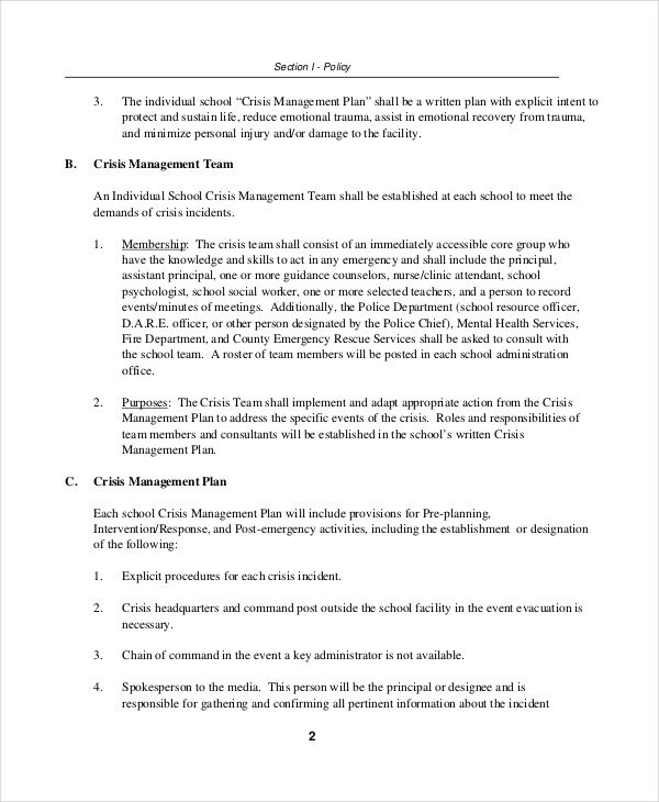 Crisis Plan Template 10 Word PDF Google Docs Apple