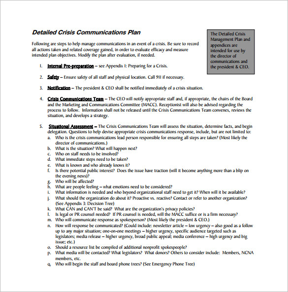 munication Plan Template 12 Word PDF Documents