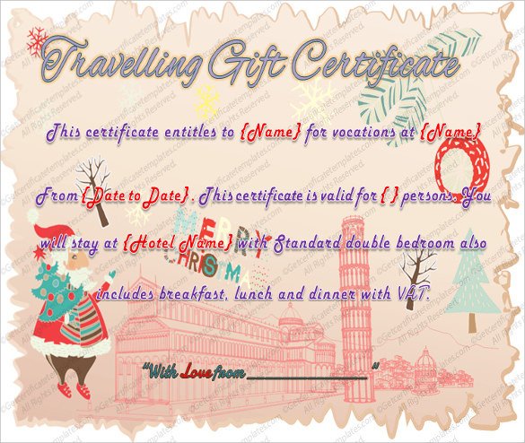 9 Travel Gift Certificate Templates DOC PDF PSD