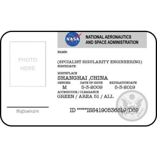 NASA id card badge National Aeronautics Space