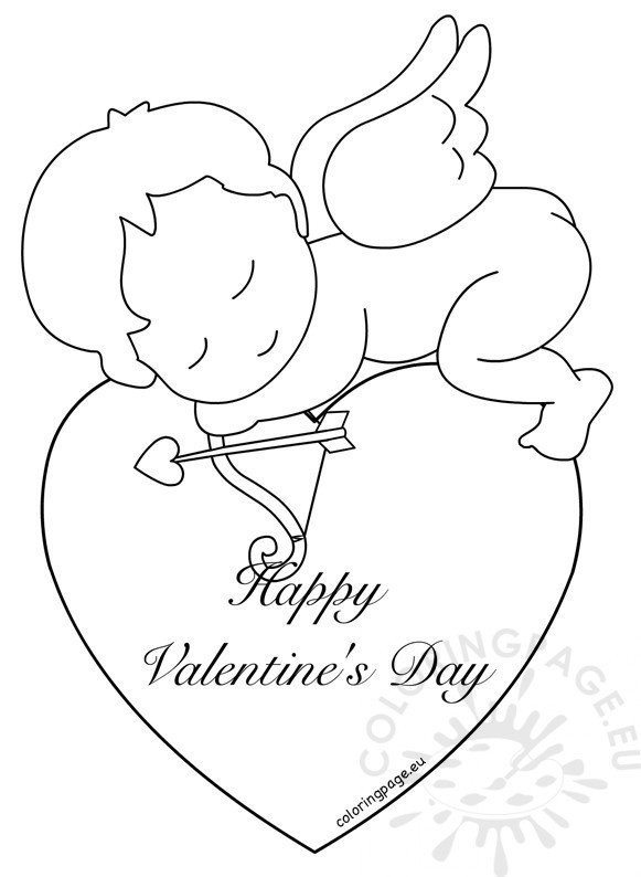 Happy Valentines Day Cupid Pages Coloring Pages
