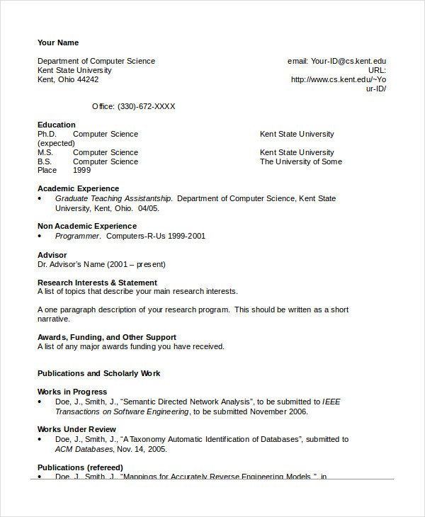 36 Sample CV Templates PDF DOC