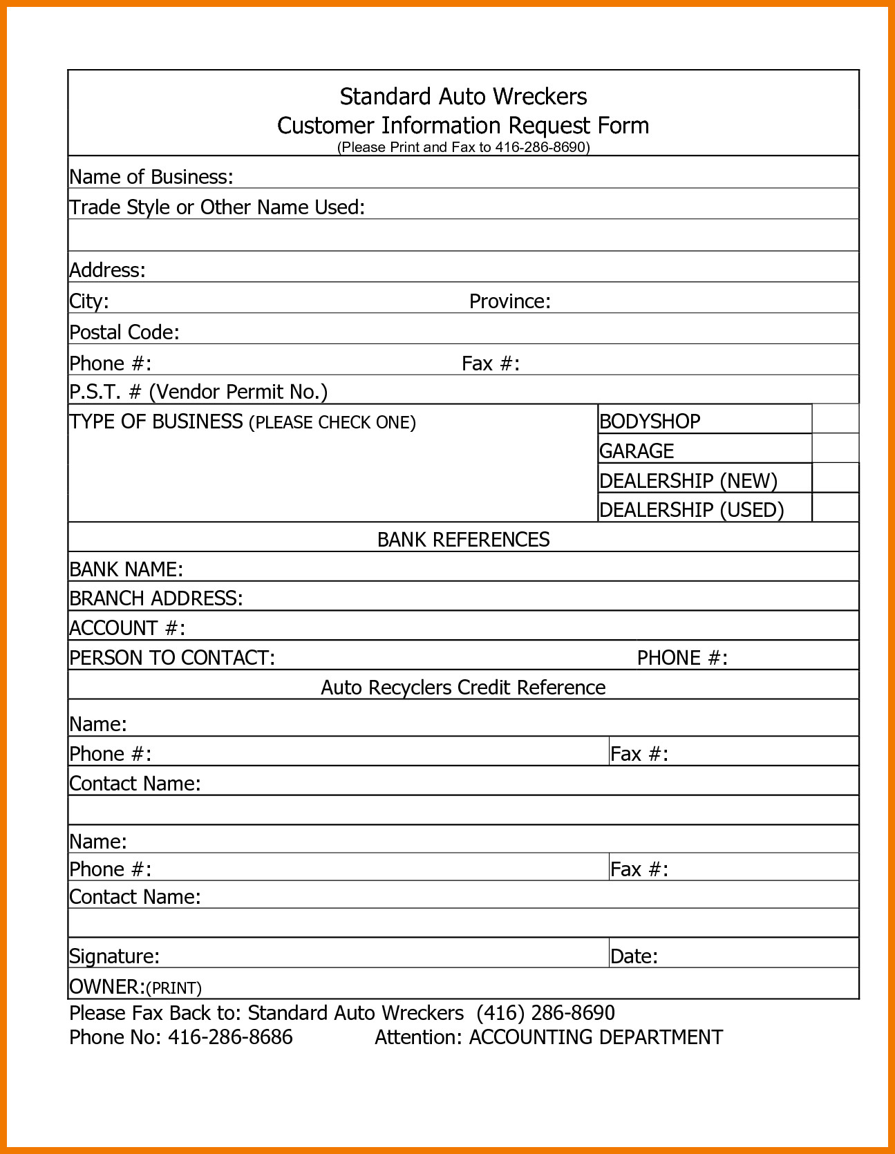 020 New Customer Information Form Template