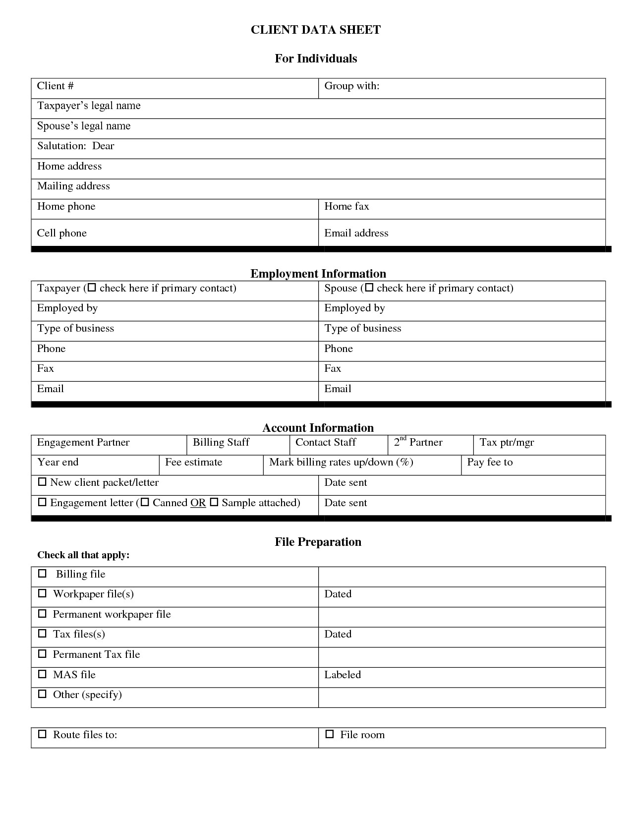 Free Personal Information Forms