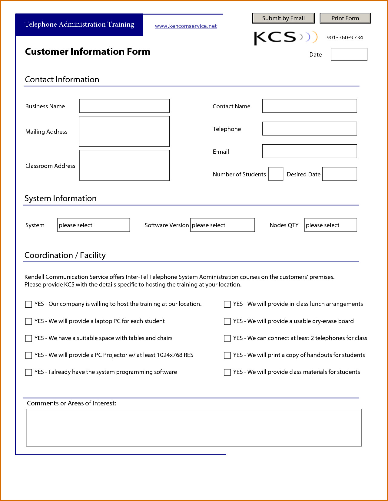 New Customer Information Form Template New Customer