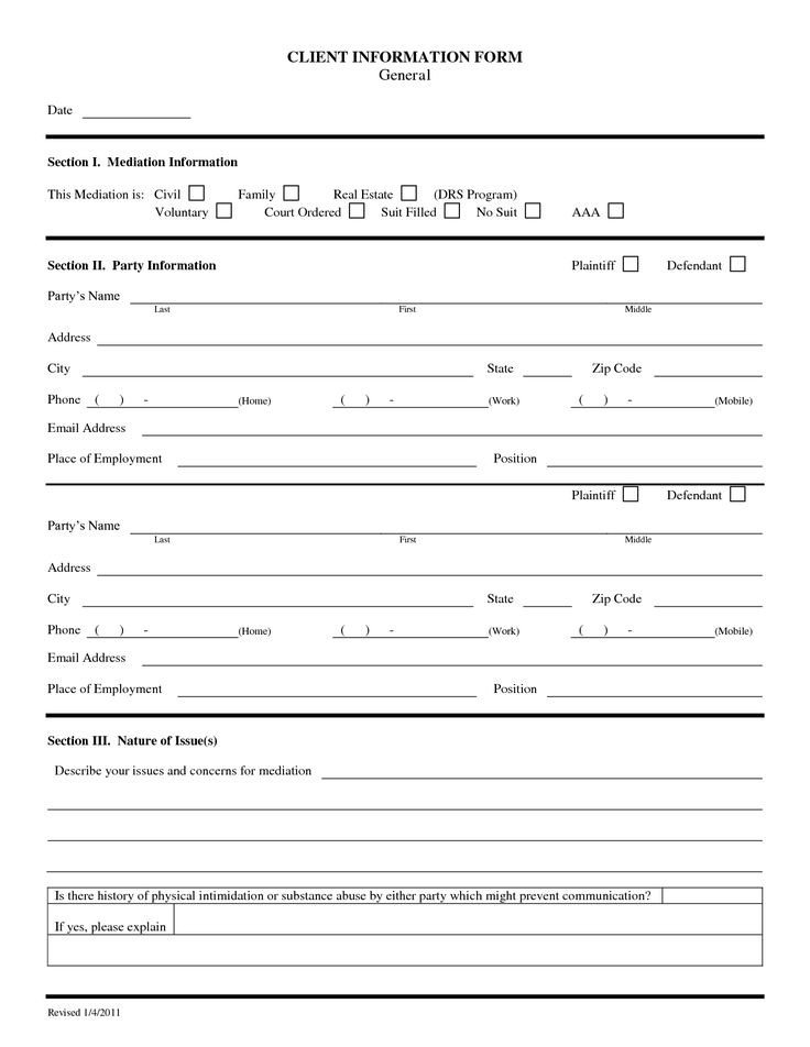 Real Estate New Client Information Form Template