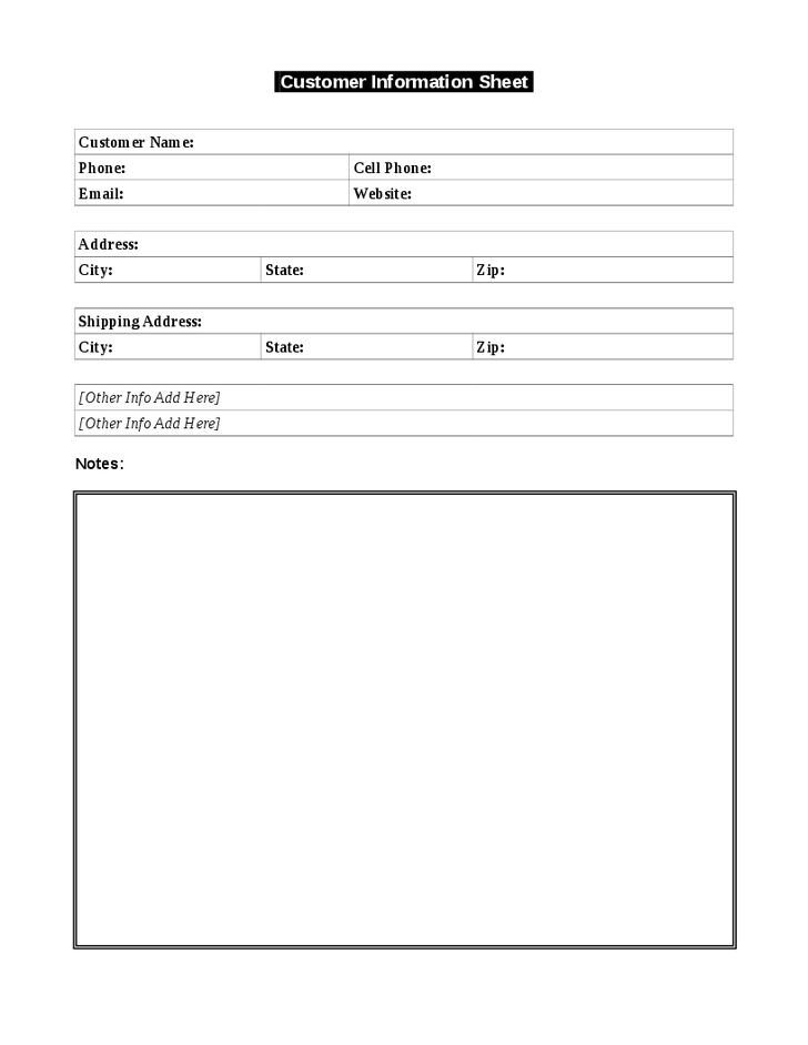 Use this simple customer information template to keep a