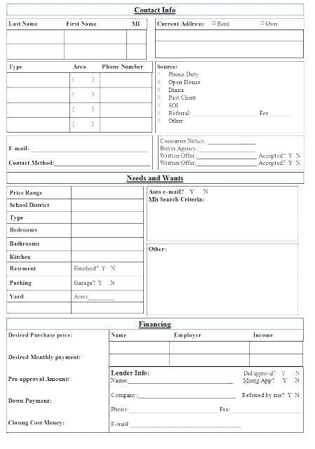 client profile form template real estate client