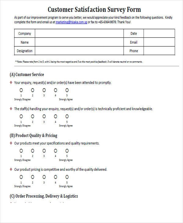 Printable Survey Form 55 Examples in PDF Word