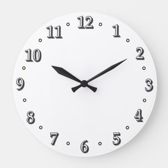 White Numbers Clock Face Template