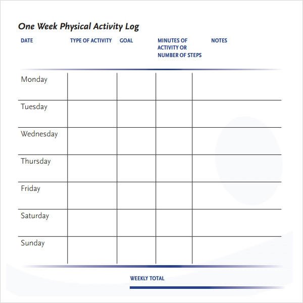 Activity Log Template – 12 Free Word Excel PDF