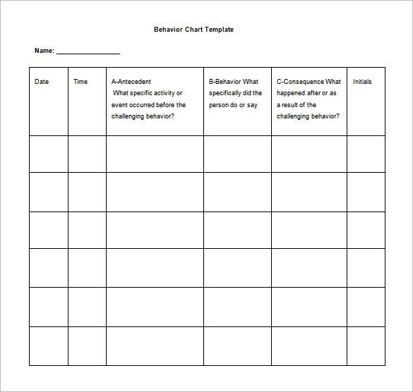 6 Behavior Chart Templates PDF DOC