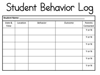 Special Education Student Behavior Log by An Up Hill