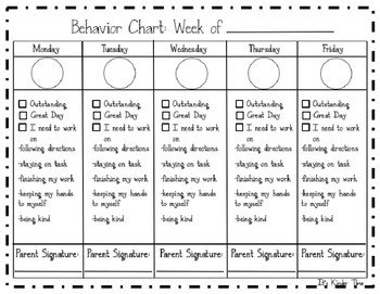 Weekly Behavior Chart Printable
