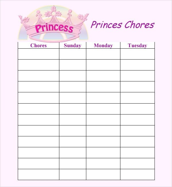 Chore List Templates 7 Free Documents Download in Word