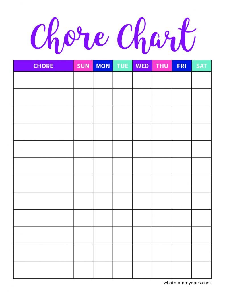 Kids Daily Chore Chart